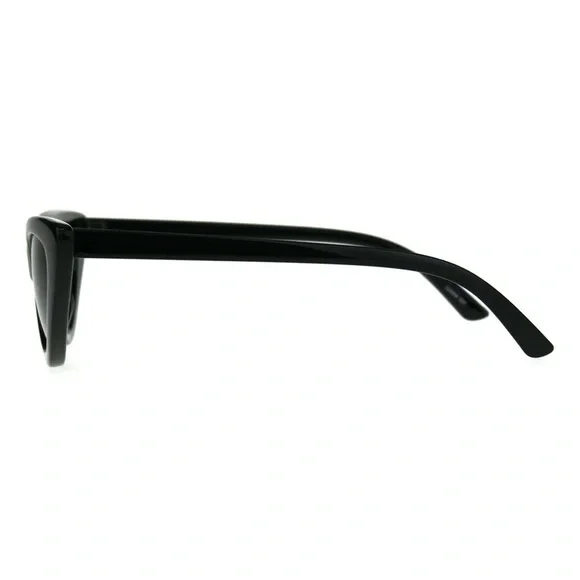 Classic Narrow Cat Eye Gothic Plastic Sunglasses All Black Cateye Sunnies - Picture 3 of 3